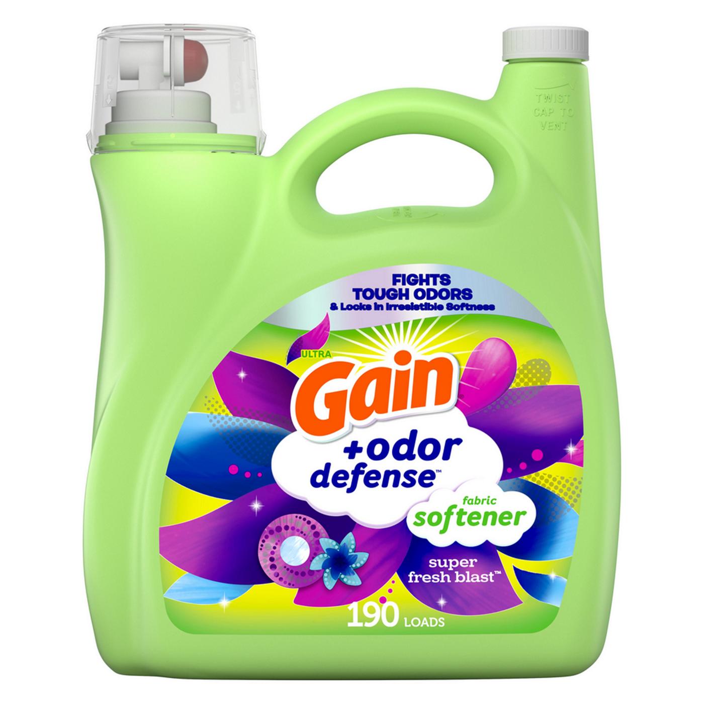 Gain + Odor Defense Liquid Fabric Softener, 190 Loads - Super Fresh Blast; image 1 of 9