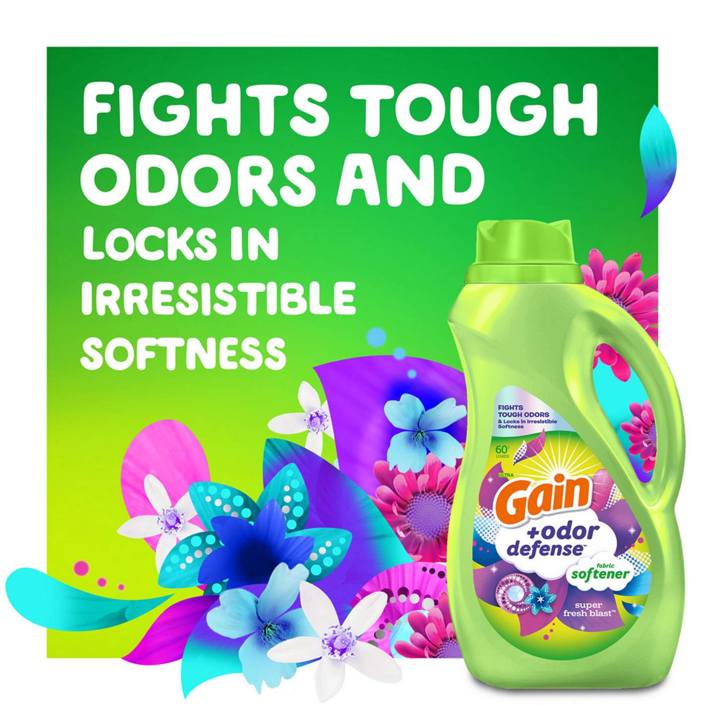 Gain + Odor Defense Liquid Fabric Softener, 190 Loads Super Fresh