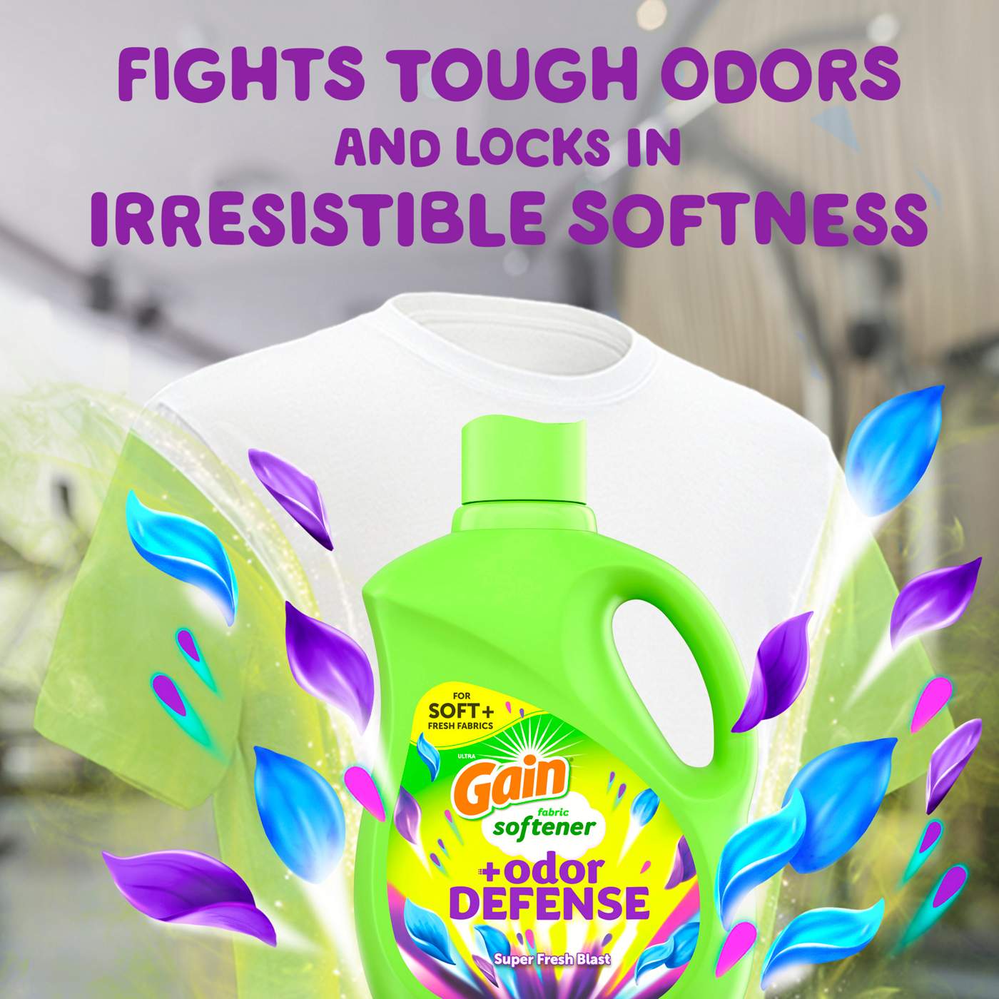 Gain + Odor Defense Liquid Fabric Softener, 190 Loads Super Fresh