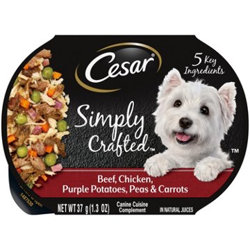 Cesar Simply Crafted Adult Wet Dog Food Meal Topper - Beef Chicken Purple Potatoes Peas & Carrots