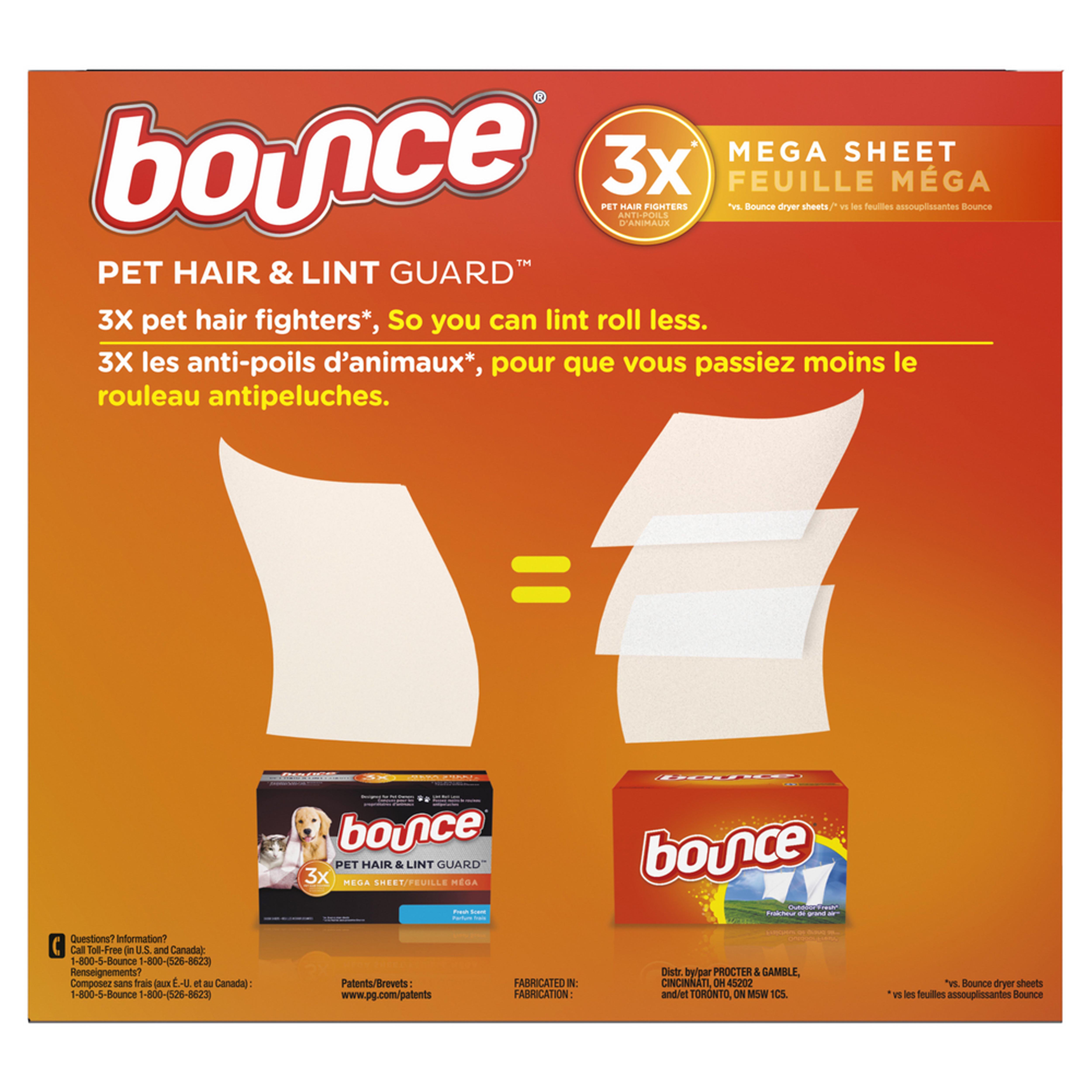 Bounce Pet Hair & Lint Guard Fresh Scent Fabric Softener Mega Dryer ...