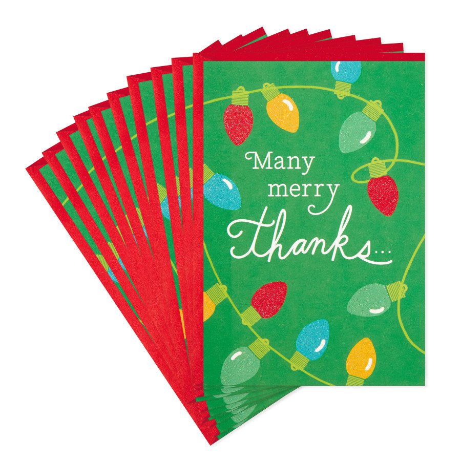 Hallmark Pack of Christmas Thank You Cards, Merry Thanks (1 Cards with