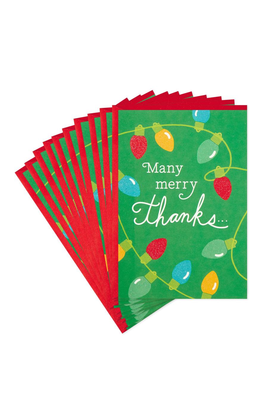 Hallmark Pack of Christmas Thank You Cards, Merry Thanks (1 Cards with Envelopes), #S10; image 1 of 6