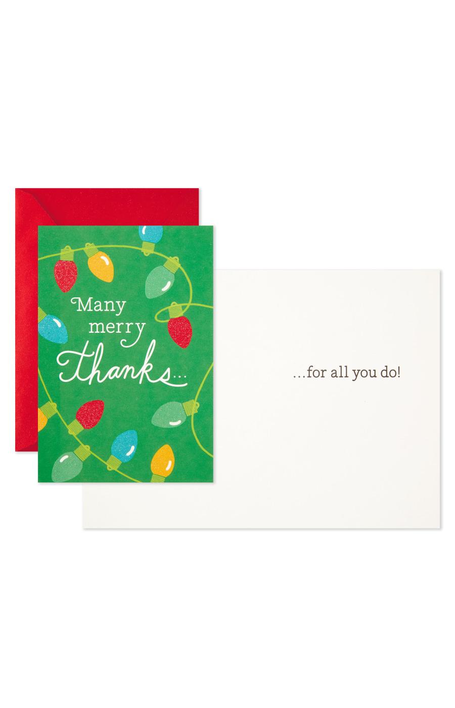 Hallmark Pack of Christmas Thank You Cards, Merry Thanks (1 Cards with Envelopes), #S10; image 5 of 6