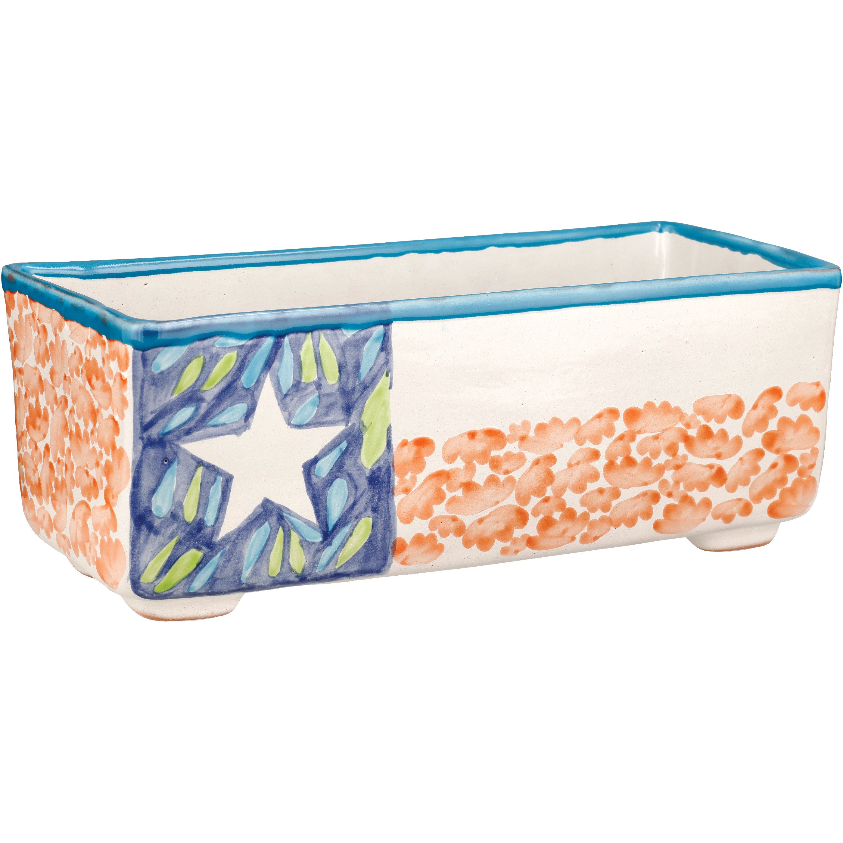 Blue Orange Pottery Texas Lone Star Clay Planter Shop Pots