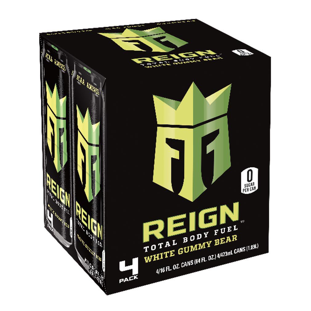 Reign Total Body Fuel White Gummy Bear Energy Drink 16 oz Cans Shop