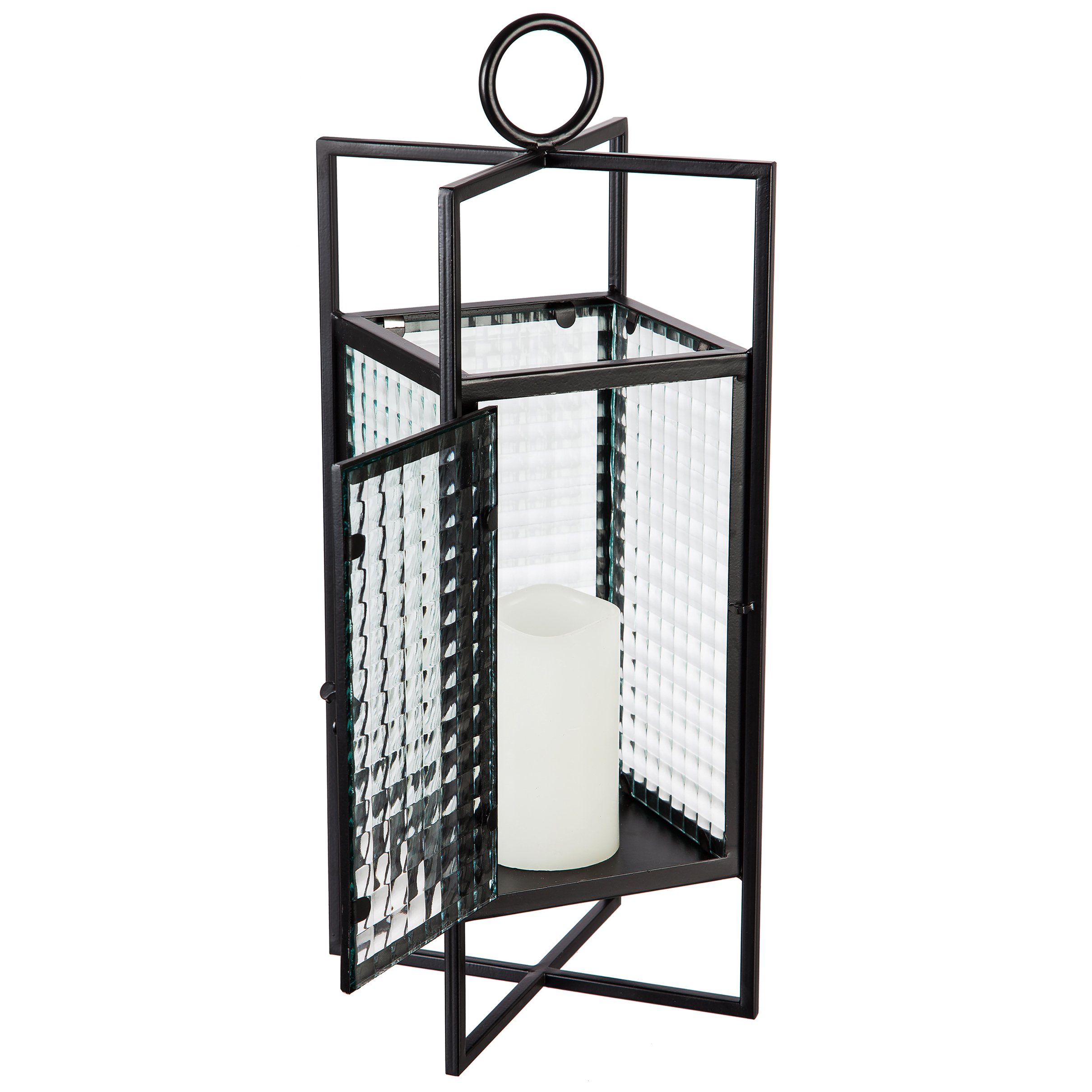 Evergreen Glass & Metal Candle Lantern Stand Shop Outdoor Decor at HEB