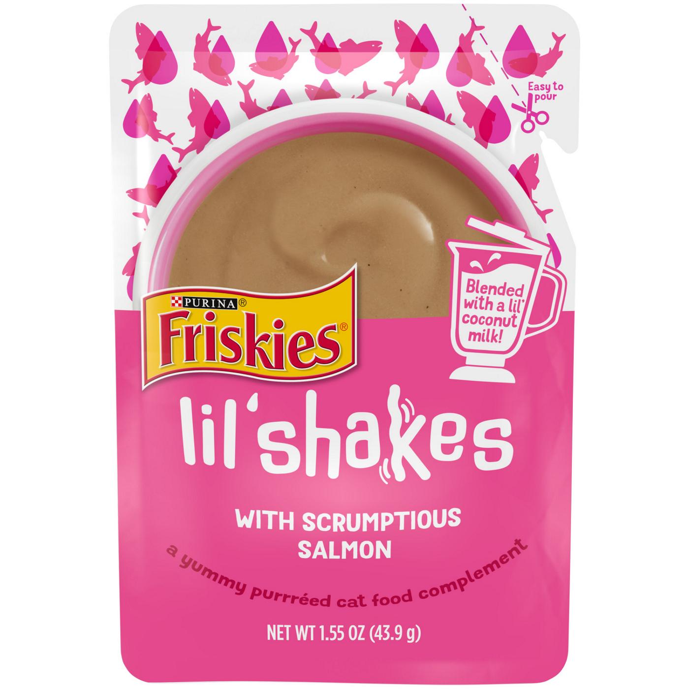 Friskies Purina Friskies Pureed Cat Food Topper, Lil’ Shakes With Scrumptious Salmon Lickable Cat Treats; image 1 of 8