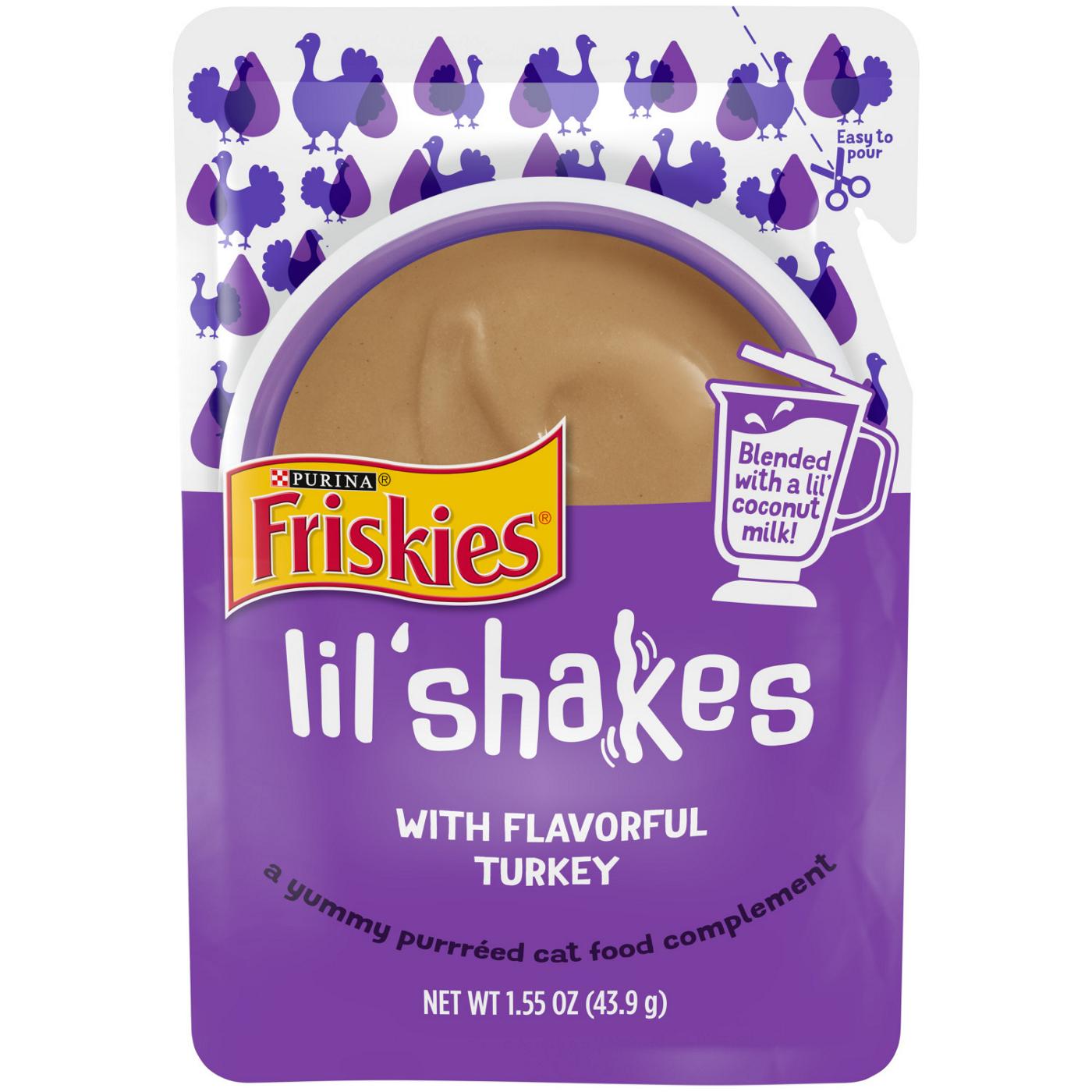 Friskies Purina Friskies Wet Pureed Cat Food Topper, Lil' Shakes With Flavorful Turkey Lickable Cat Treats; image 1 of 8