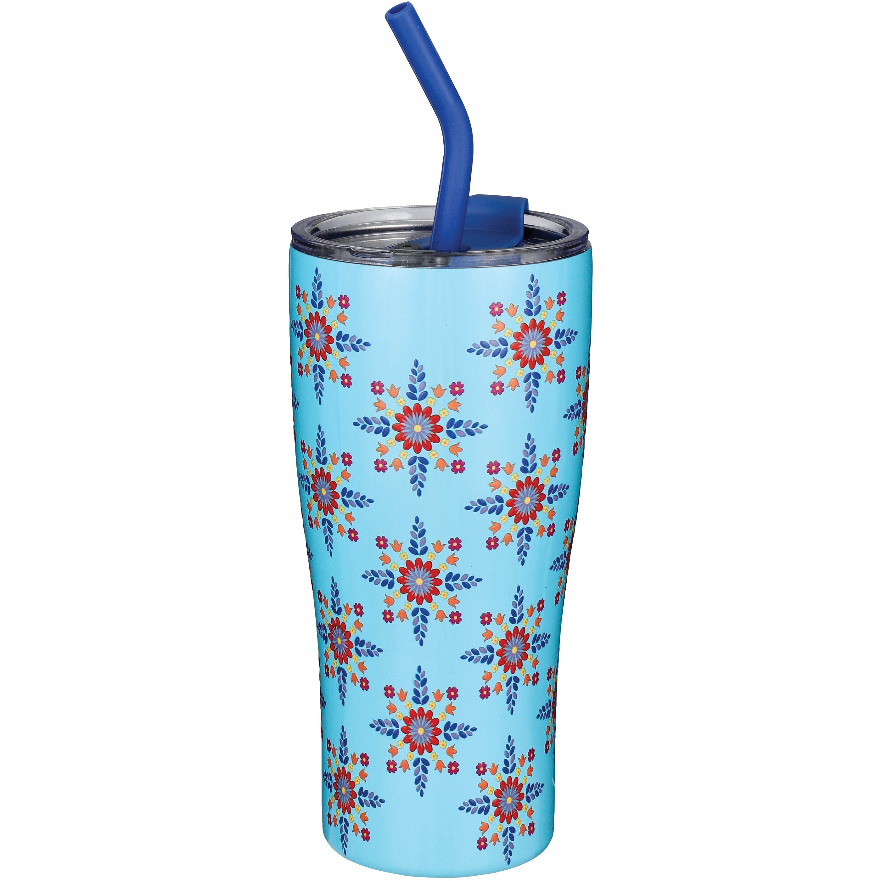 Destination Holiday Festive Florals Stainless Steel Fiesta Tumbler with