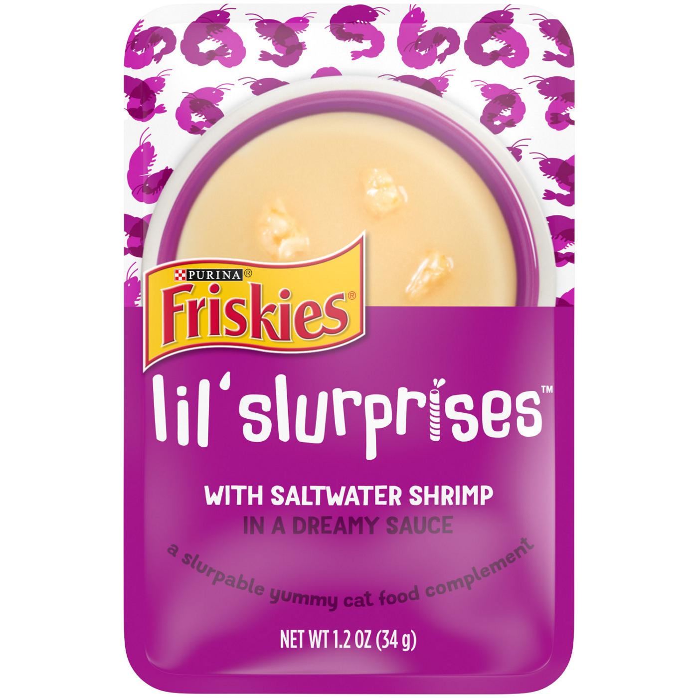 Friskies Purina Friskies Cat Food Lickable Cat Treats, Lil’ Slurprises With Saltwater Shrimp; image 1 of 6