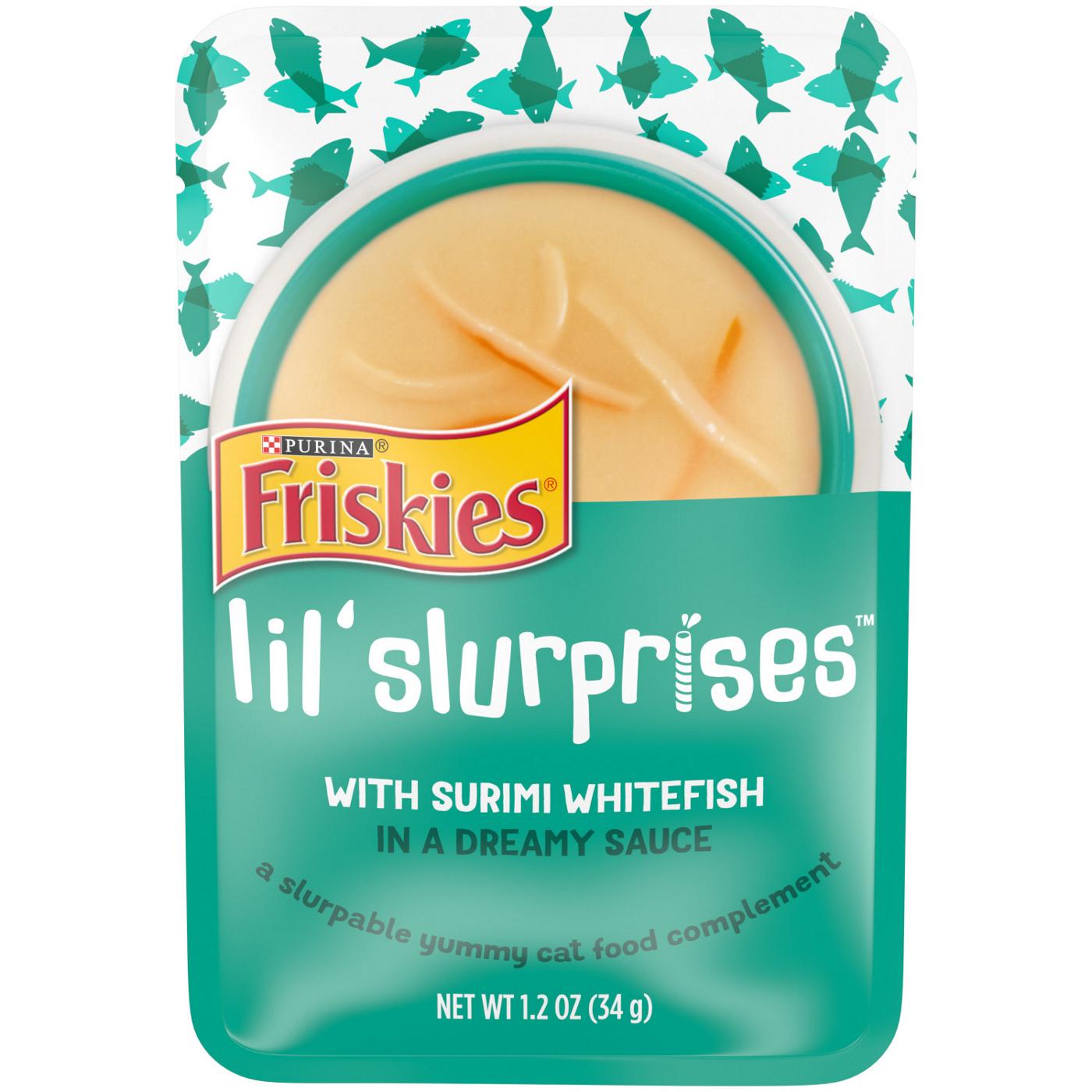 Friskies Purina Friskies Cat Food Complement, Lil’ Slurprises With Surimi Whitefish Lickable Cat Treats; image 1 of 6