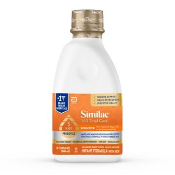 Similac 360 Total Care Sensitive Ready-to-Feed Infant Formula with 5 HMO Prebiotics, 32 oz