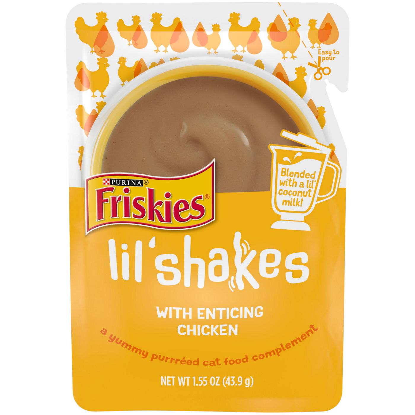 Friskies Purina Friskies Pureed Cat Food Topper, Lil’ Shakes With Enticing Chicken Lickable Cat Treats; image 1 of 8