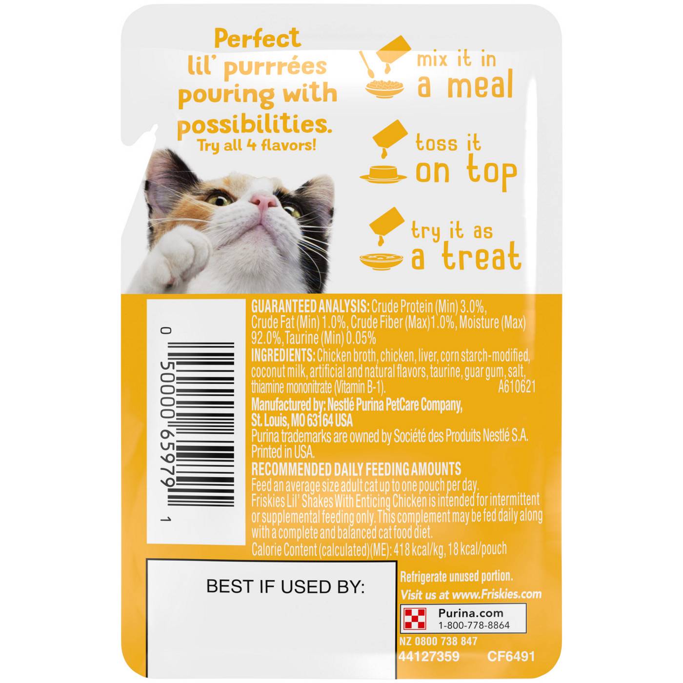 Friskies Purina Friskies Pureed Cat Food Topper, Lil’ Shakes With Enticing Chicken Lickable Cat Treats; image 7 of 8