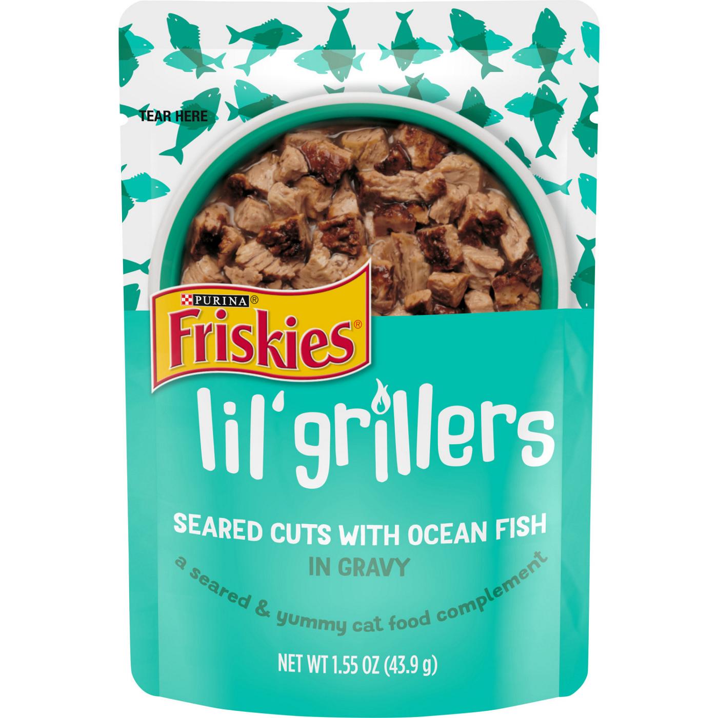 Friskies Purina Friskies Gravy Wet Cat Food Complement, Lil' Grillers Seared Cuts With Ocean Fish; image 1 of 8