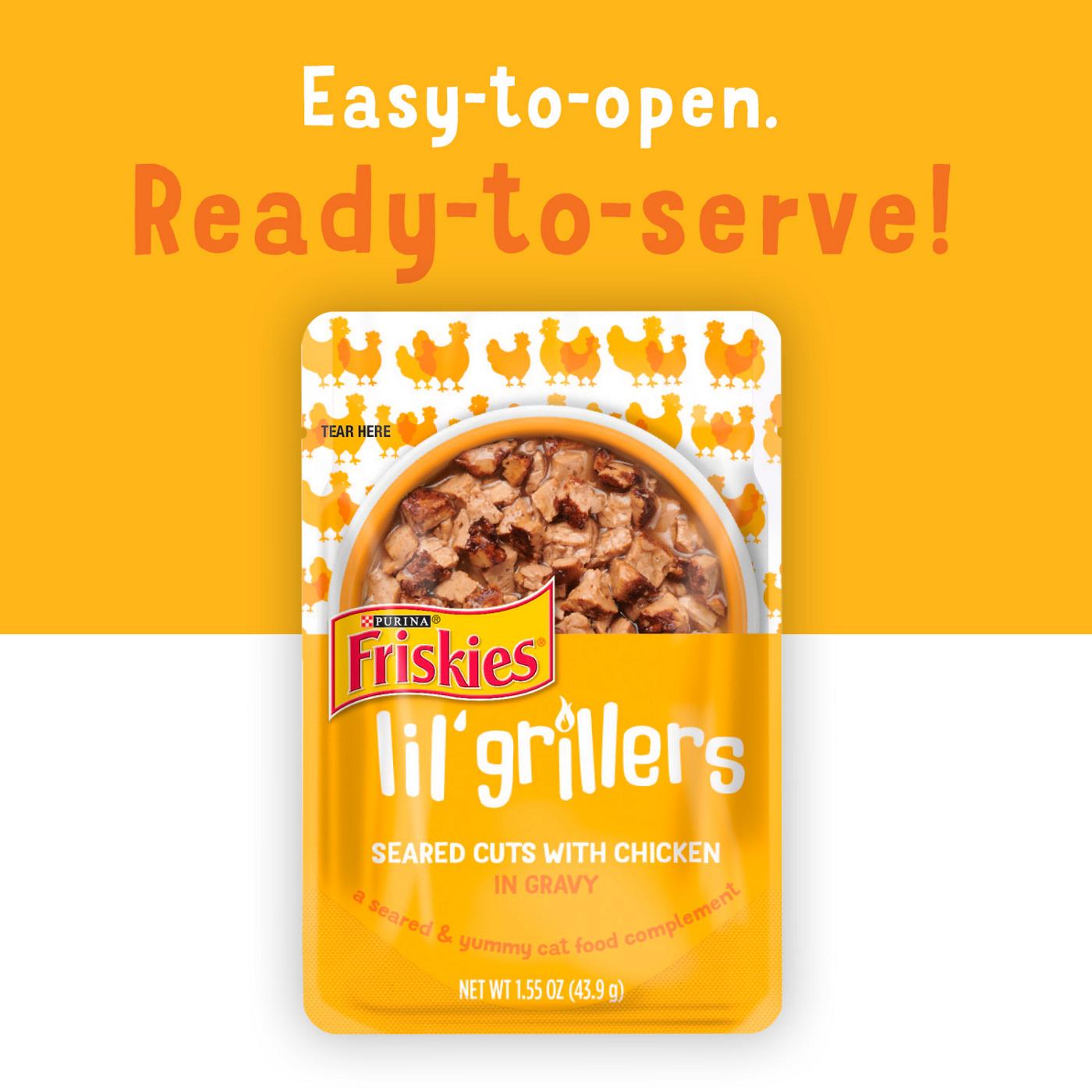 Friskies Purina Friskies Gravy Wet Cat Food Lickable Cat Treats, Lil' Grillers Seared Cuts With Chicken; image 2 of 7