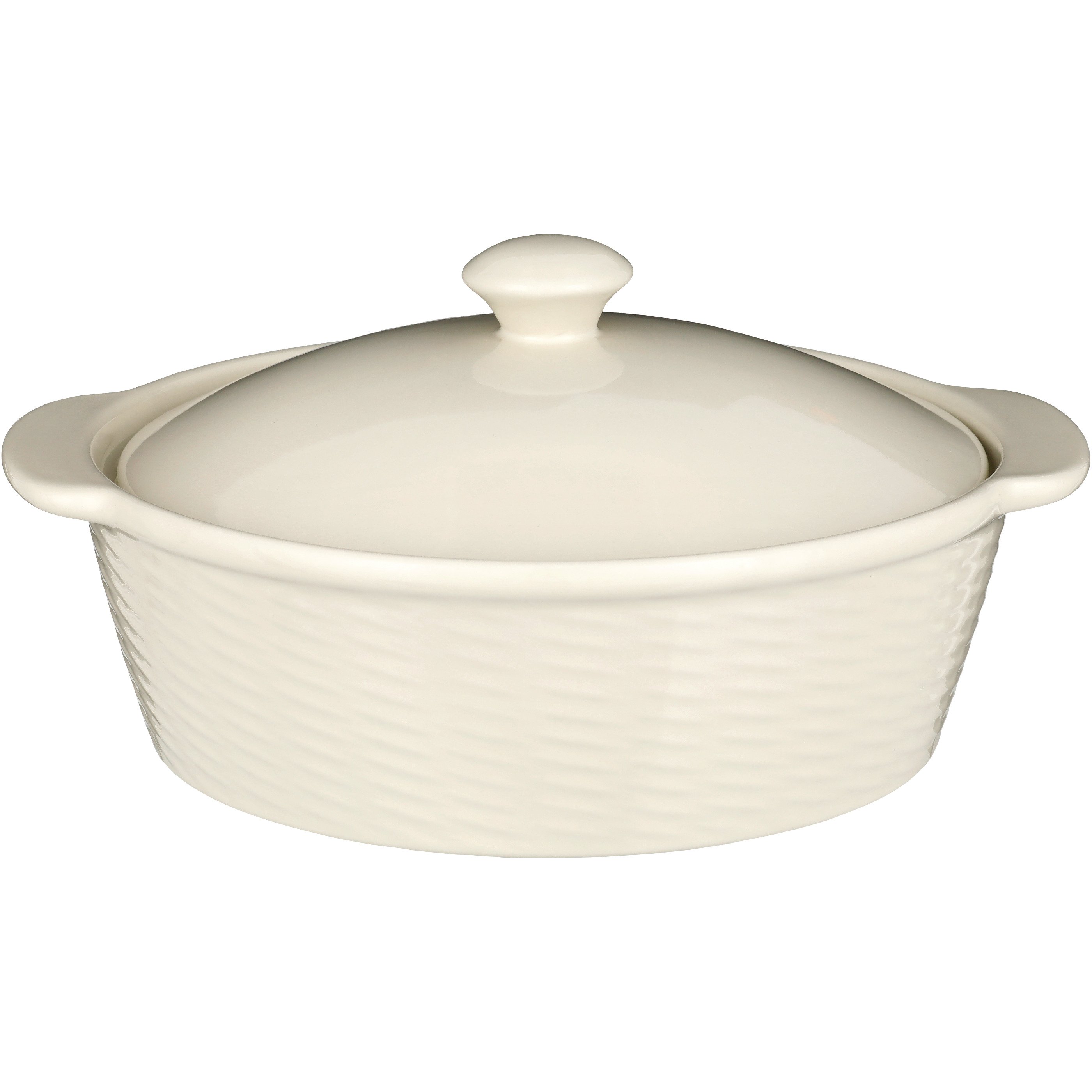 Destination Holiday Basket Weave Ceramic Casserole Dish with Lid - Shop  Pans & Dishes at H-E-B