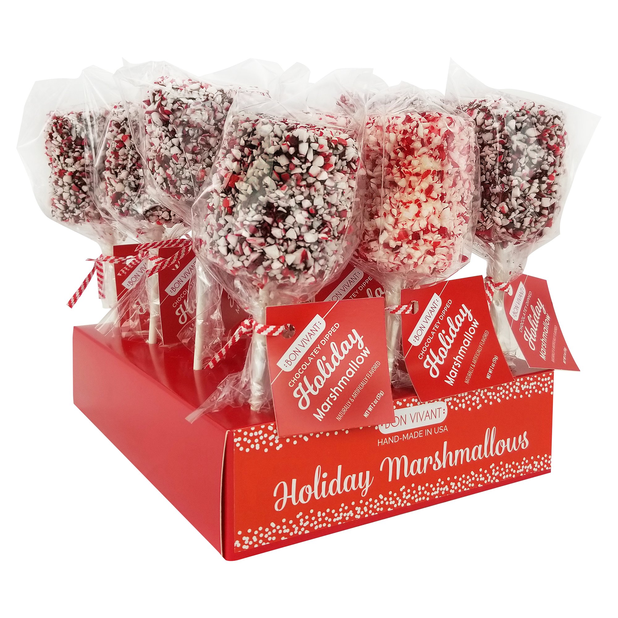 Bon Vivant Chocolatey Dipped Holiday Marshmallow Pop with Peppermint ...