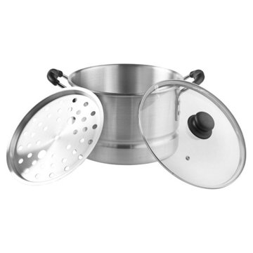 IMUSA Aluminum Steamer with Glass Lid, 10 qt