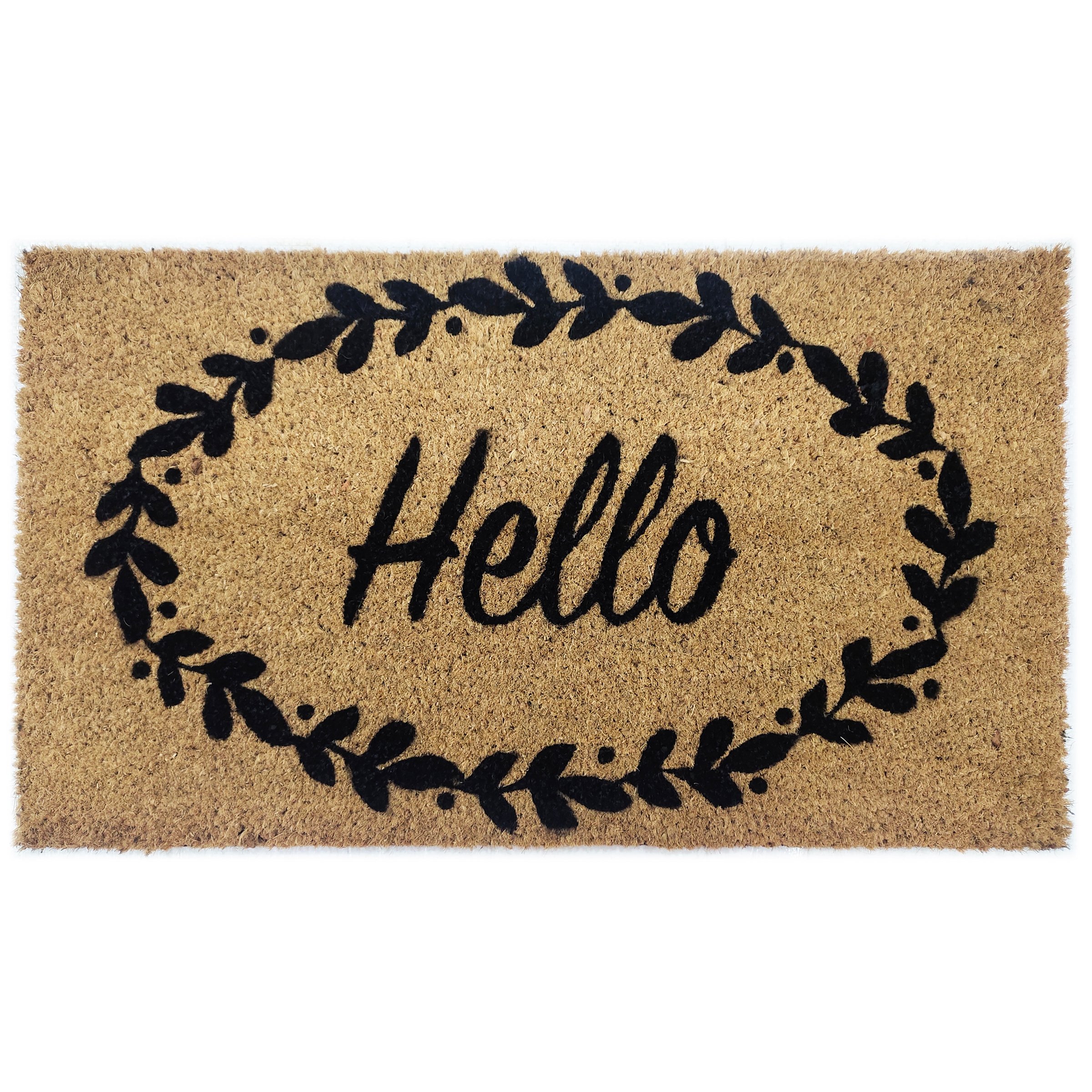 Evergreen Hello Scripted Natural Coir Door Mat Shop Outdoor decor at
