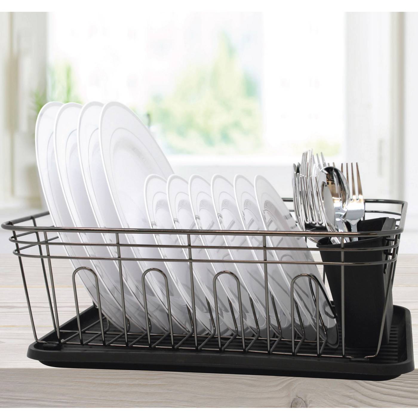 Gourmet Home Products Stainless Steel Wire Dish Rack - Black; image 3 of 4