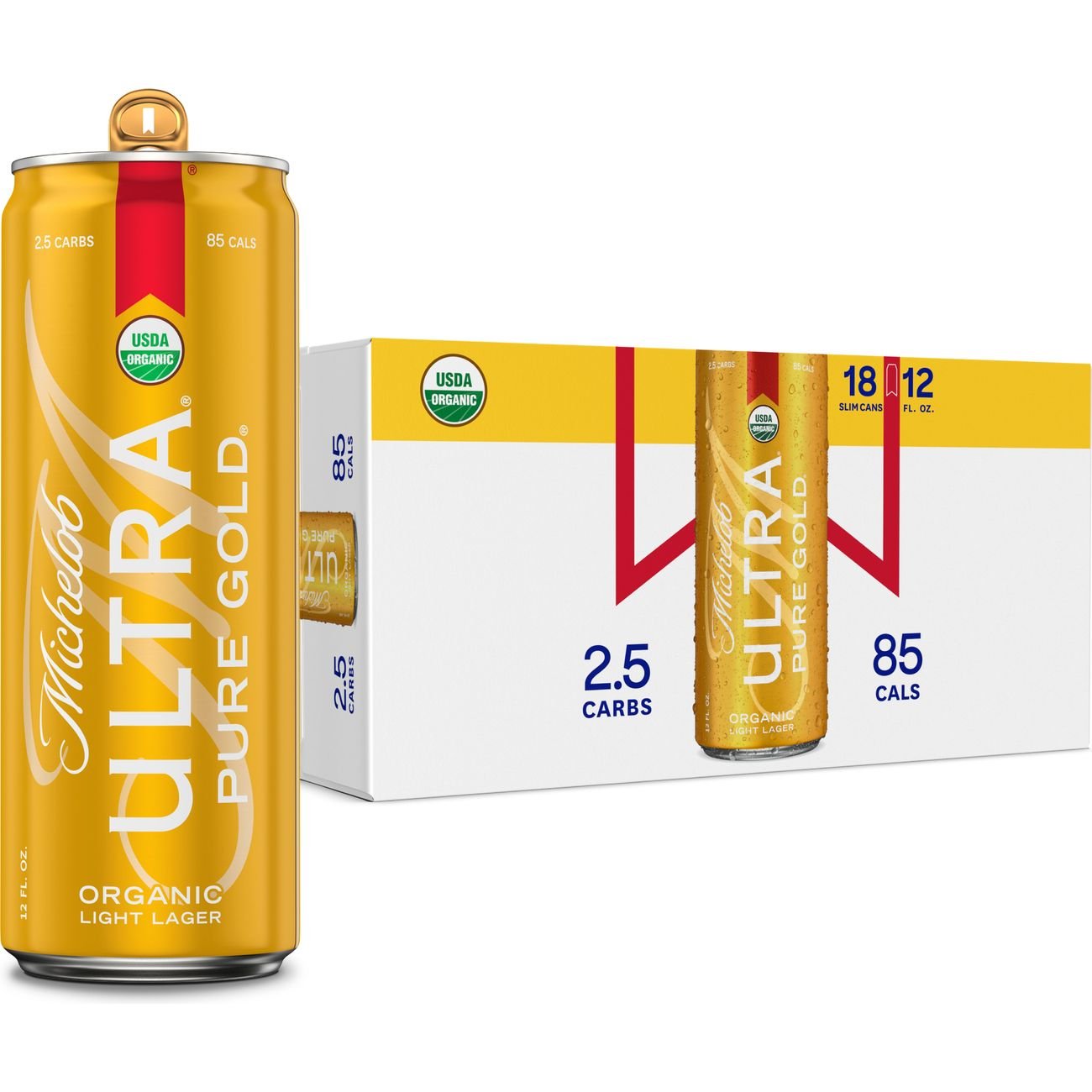 Michelob ULTRA Pure Gold Light Lager Organic Beer 18 pk Cans, 12 oz