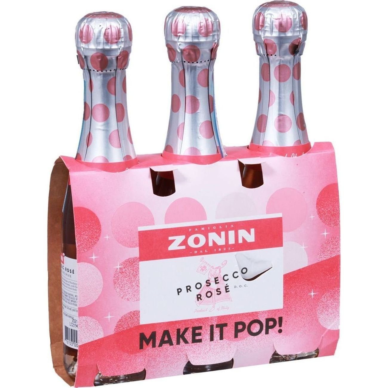 Zonin Prosecco Rose Sparkling Wine 3 pk Bottles, 187 mL