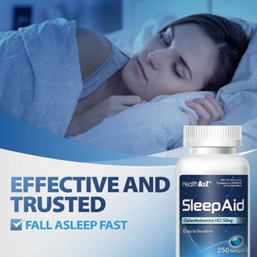 HealthA2Z Sleep Aid Diphenhydramine HCl 50 mg Softgels, 250 ct