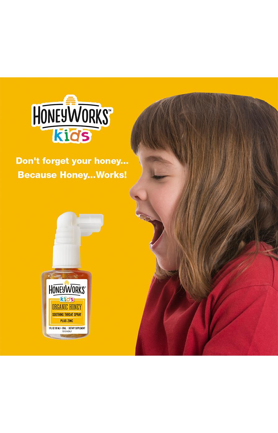 Honey Works Kids Organic Honey Soothing Throat Spray Shop Cough, cold
