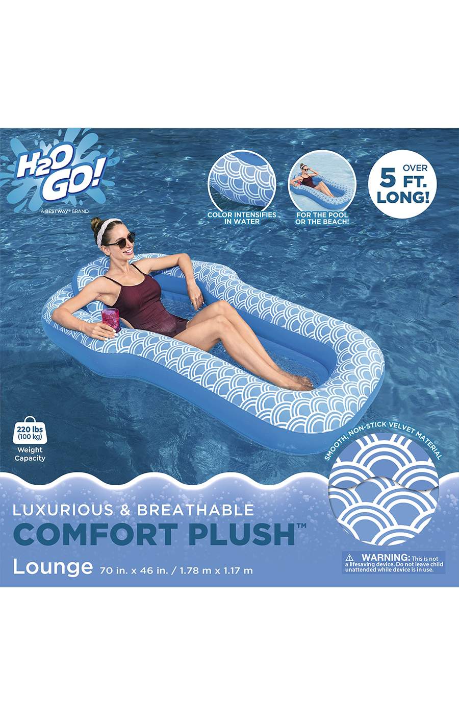 H2O Go! Comfort Plush Inflatable Pool Lounge; image 1 of 2