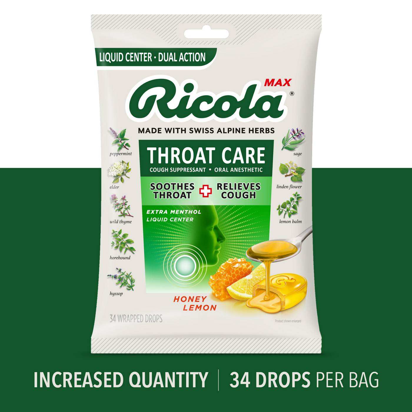 Ricola Throat Care Drops Honey Lemon Shop Cough, cold & flu at HEB