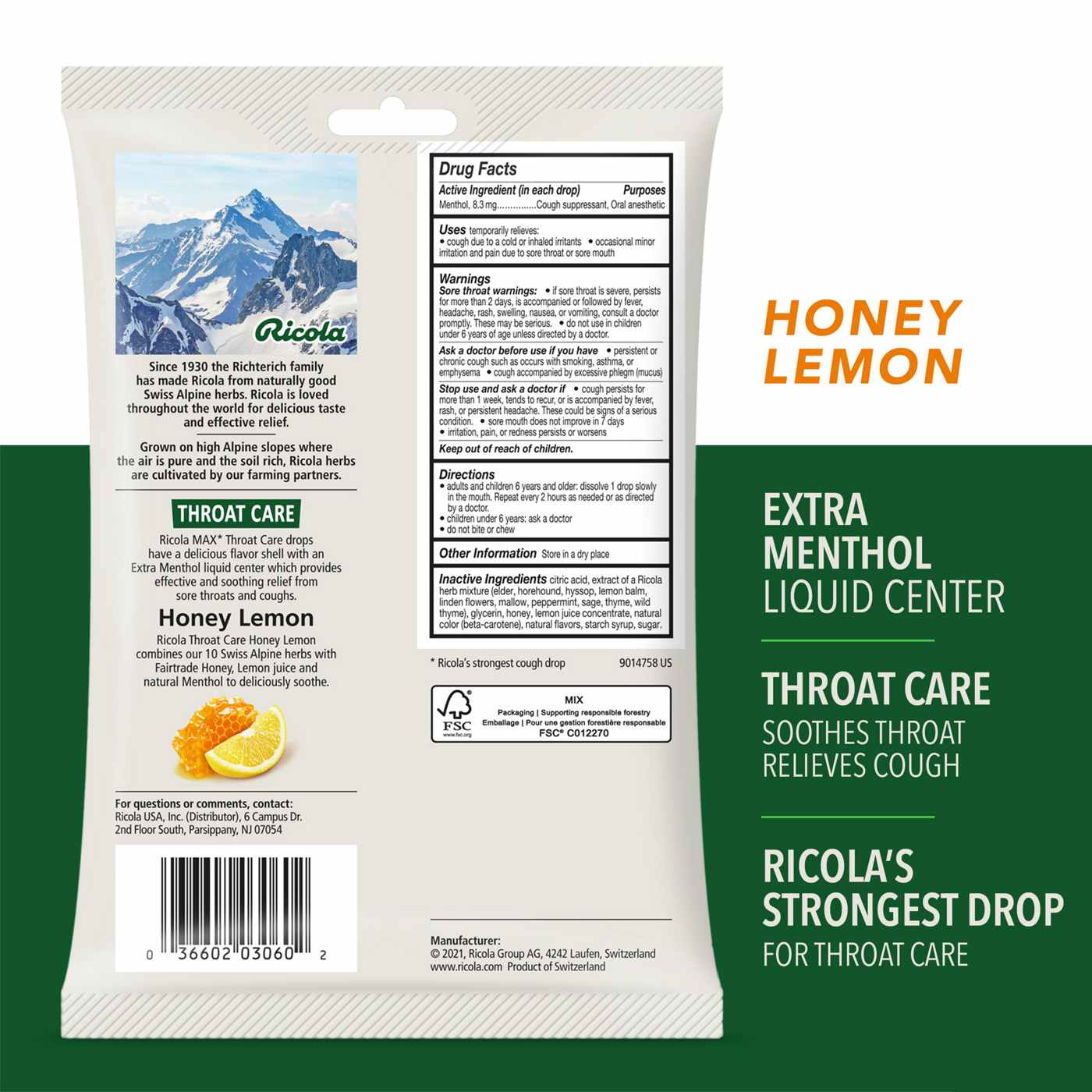 Ricola Throat Care Drops Honey Lemon Shop Cough, Cold & Flu at HEB