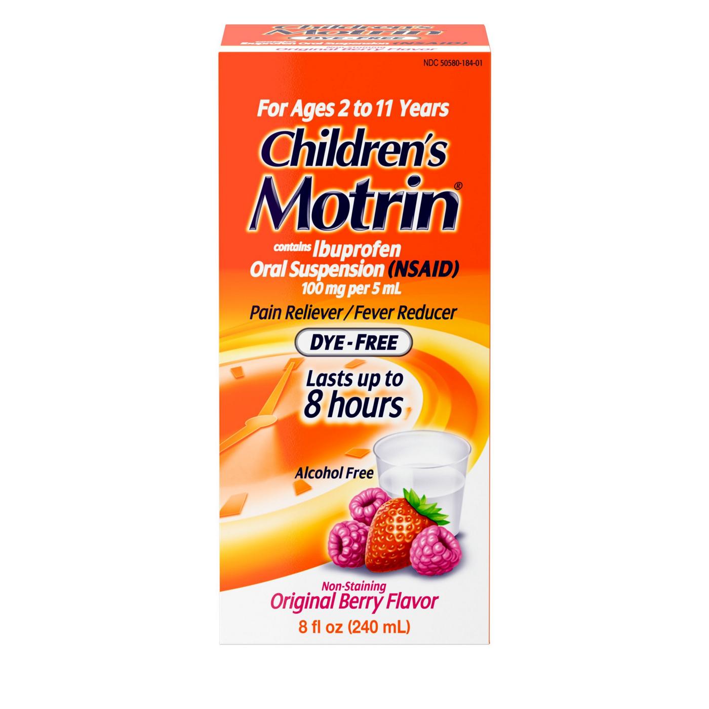 Children's Motrin Oral Suspension Dye-Free Berry Liquid; image 1 of 8