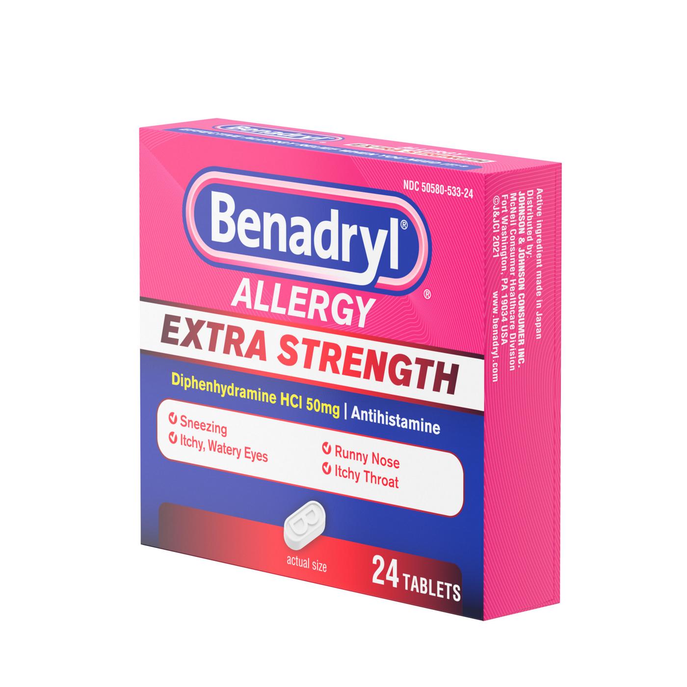 Benadryl Extra Strength Antihistamine Allergy Tablets; image 2 of 7