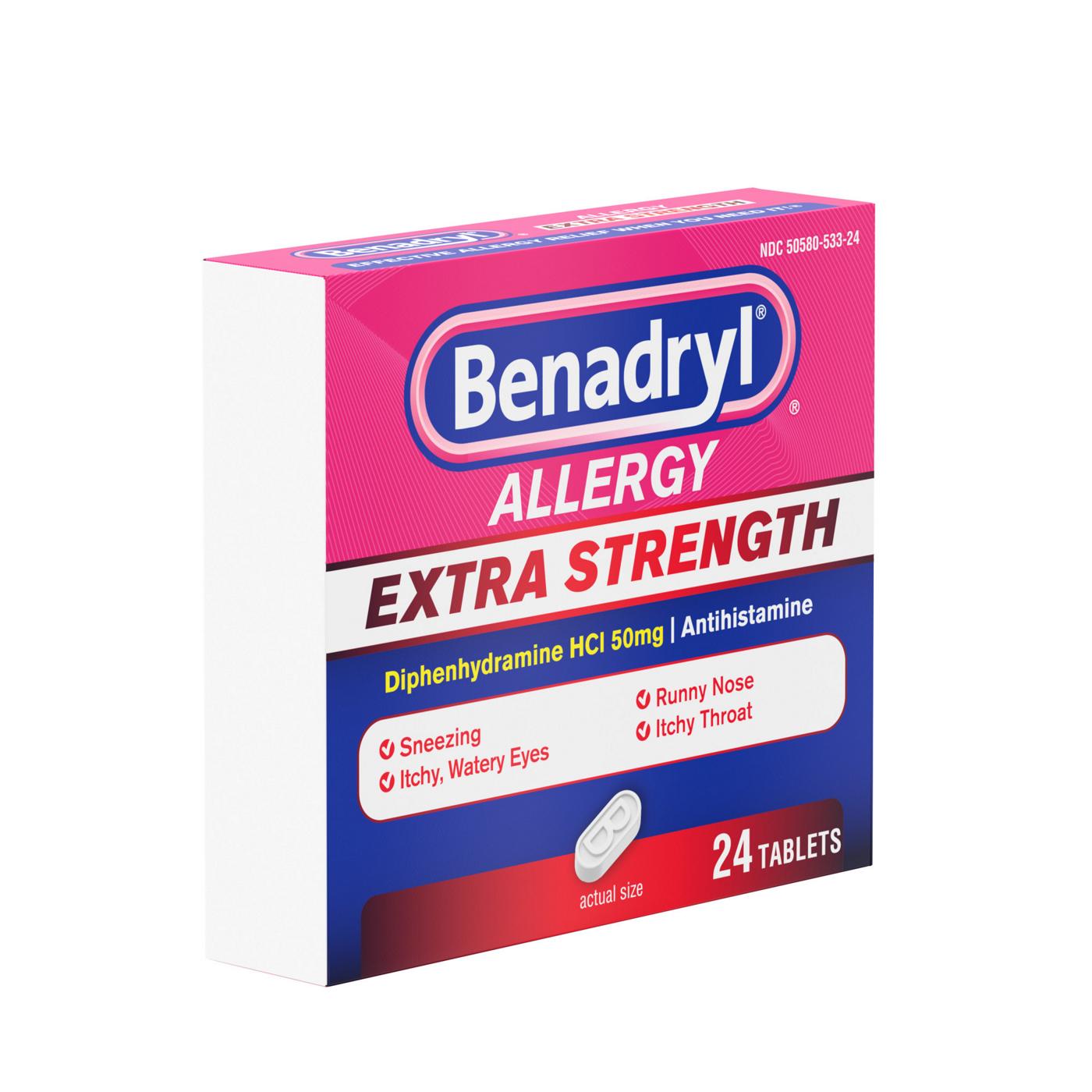 Benadryl Extra Strength Antihistamine Allergy Tablets; image 3 of 7