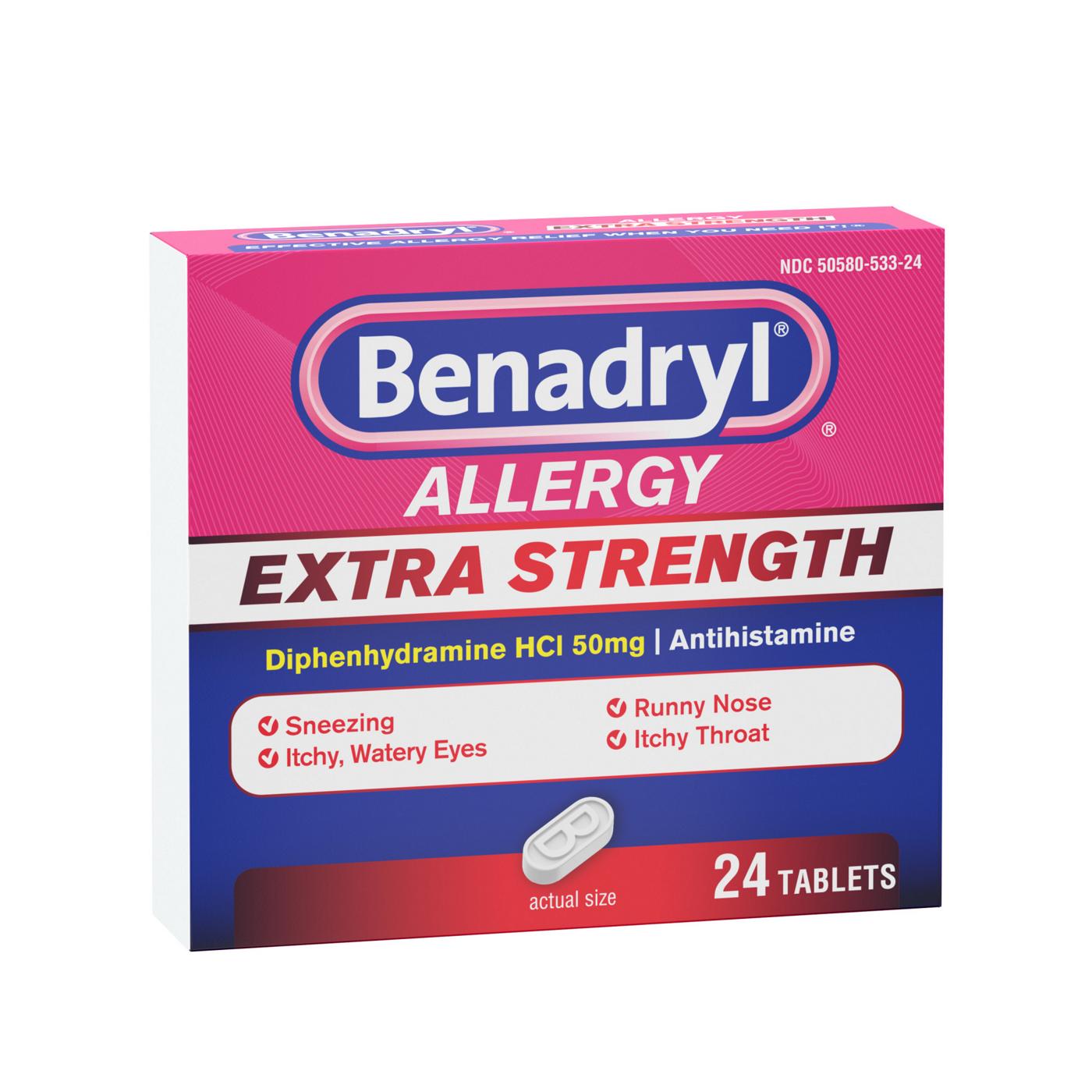 Benadryl Extra Strength Antihistamine Allergy Tablets; image 4 of 7