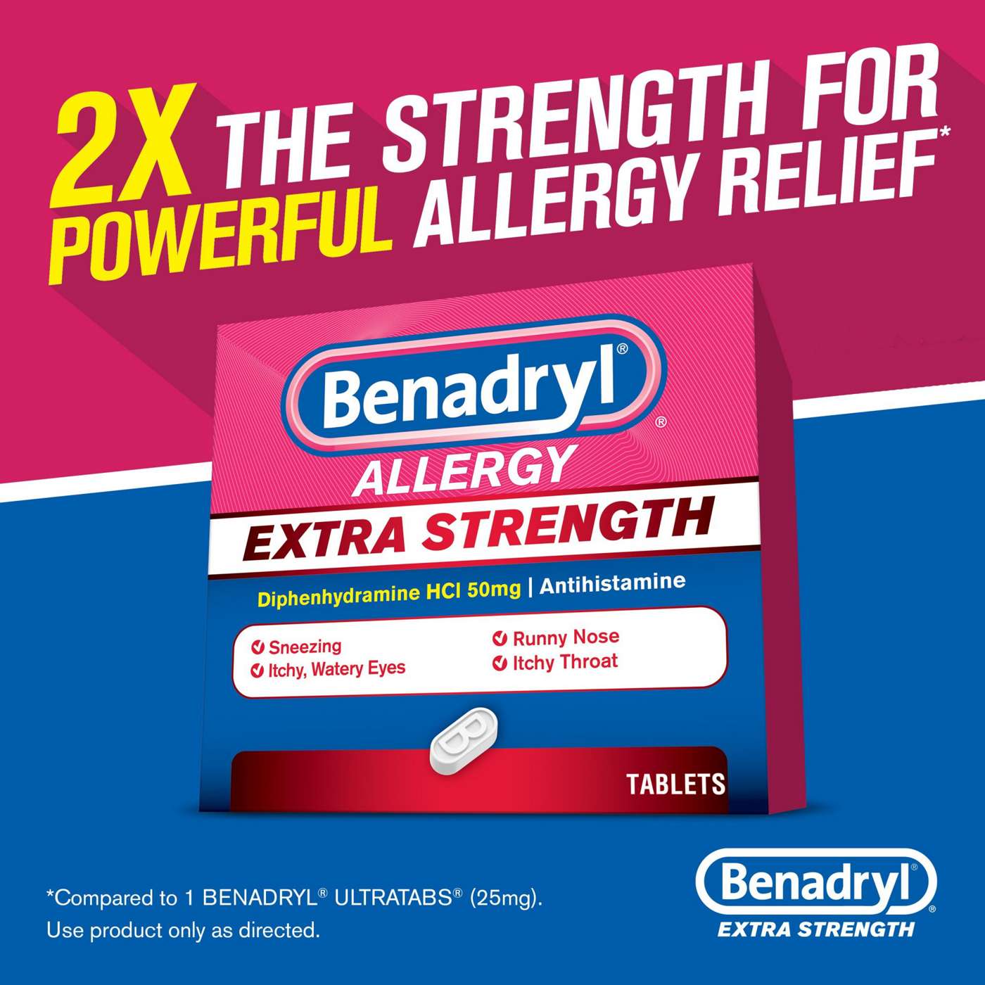 Benadryl Extra Strength Antihistamine Allergy Tablets; image 5 of 7