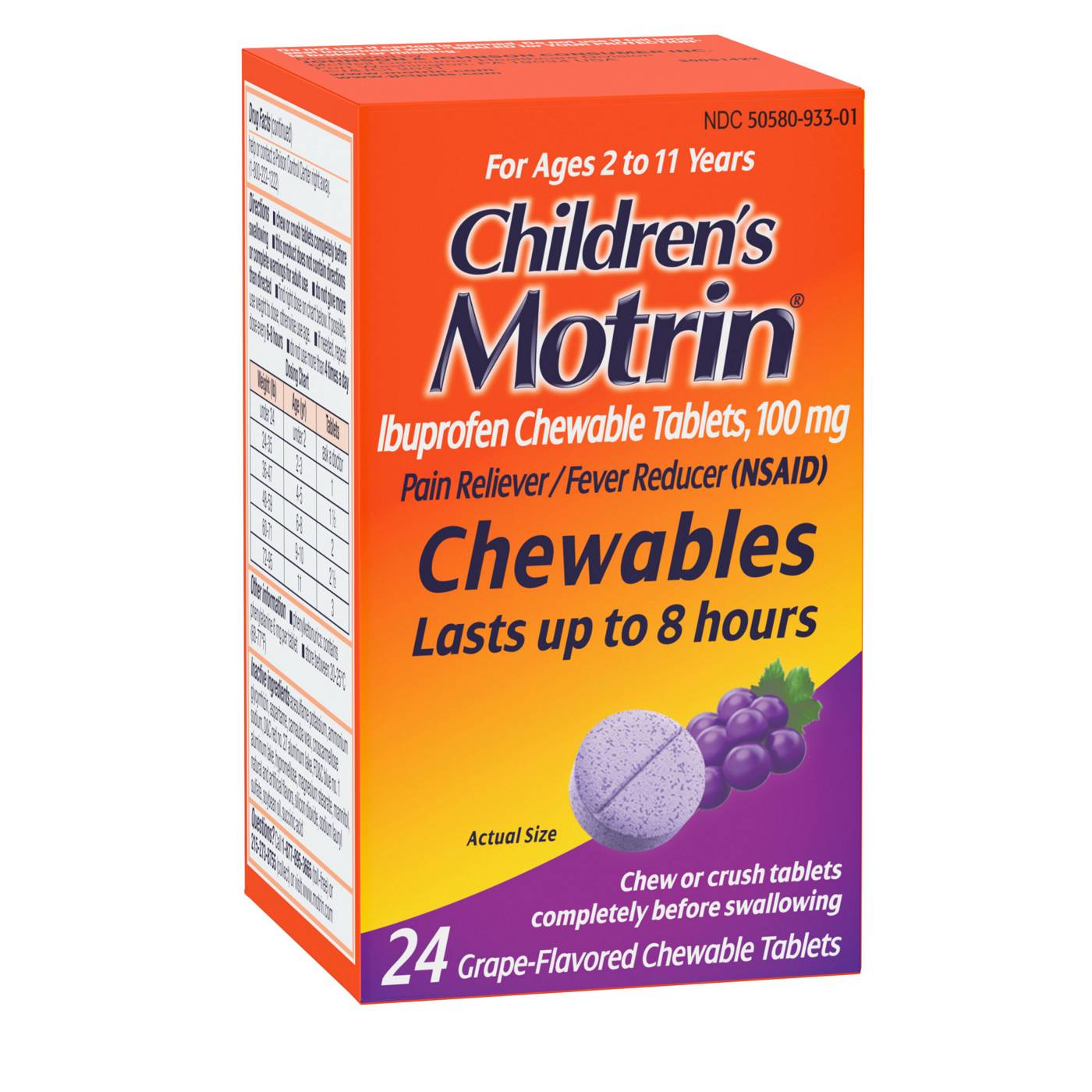 Children's Motrin Chewable Tablets Grape Shop Pain relievers at HEB