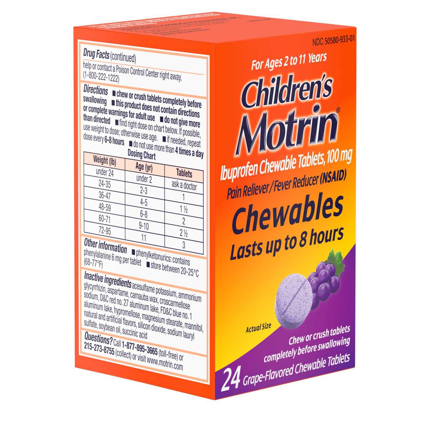 Children's Motrin Chewable Tablets Grape; image 3 of 5