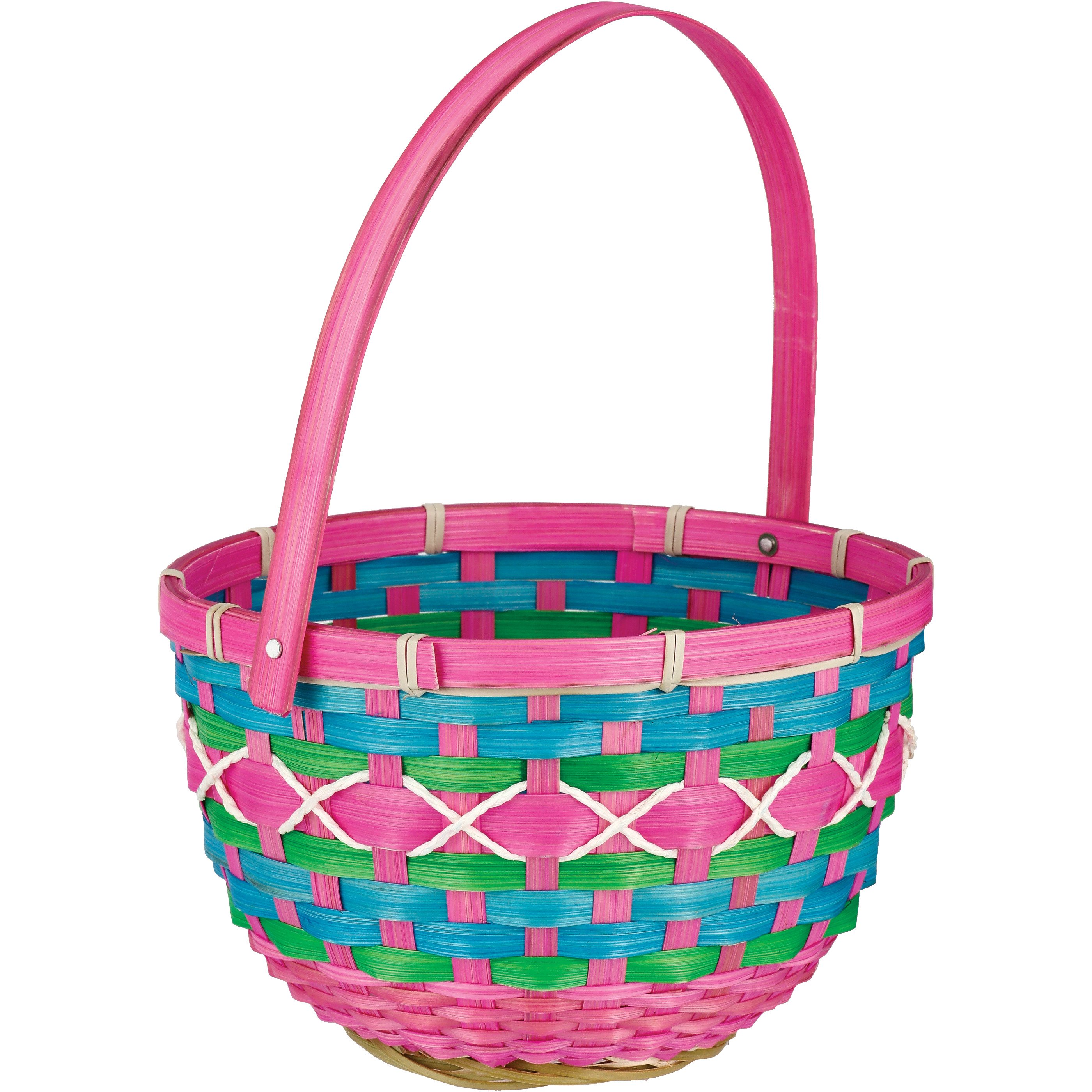 Destination Holiday Stripe Woven Bamboo Easter Basket Pink Shop Seasonal Decor at HEB