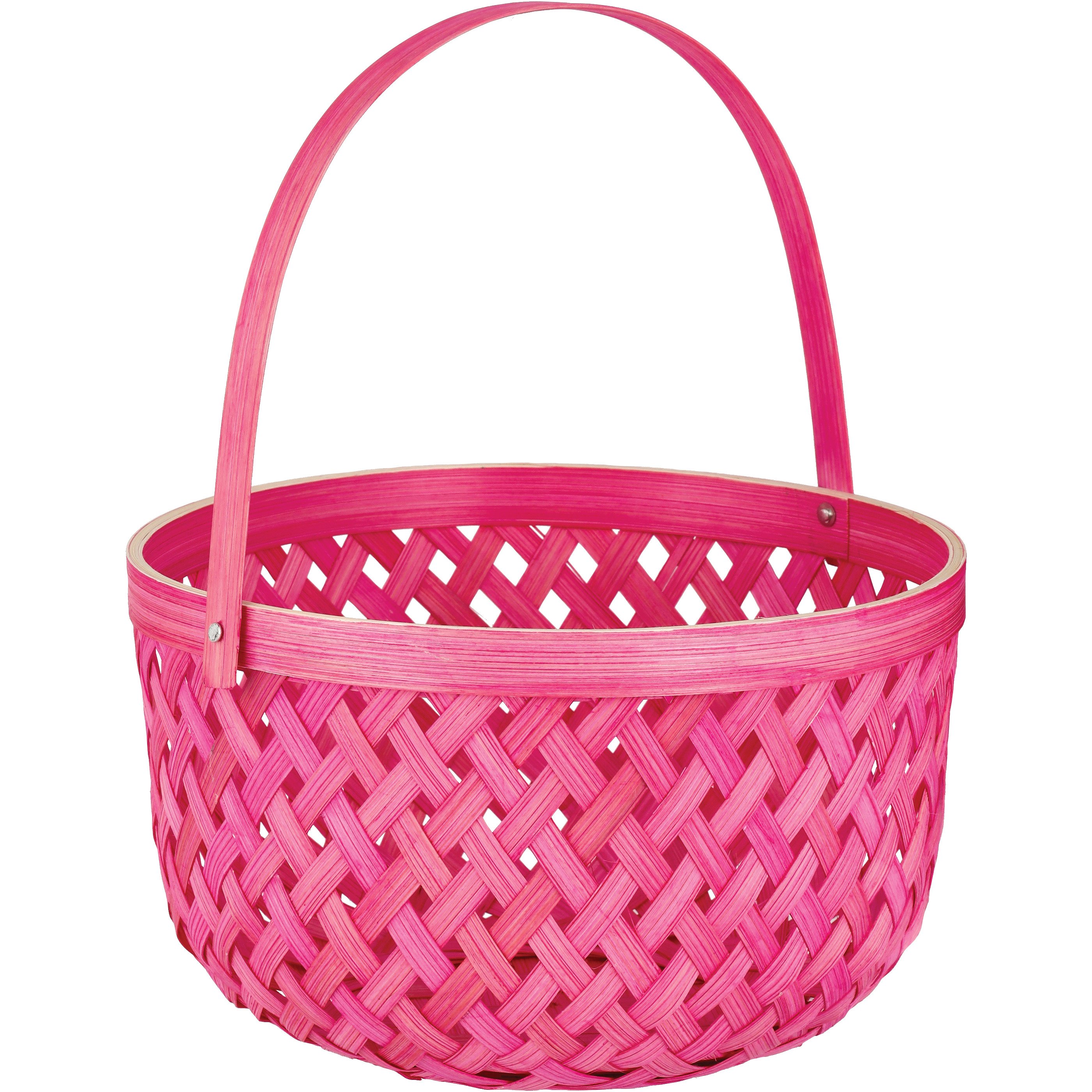 Destination Holiday Solid Woven Bamboo Easter Basket Pink Shop