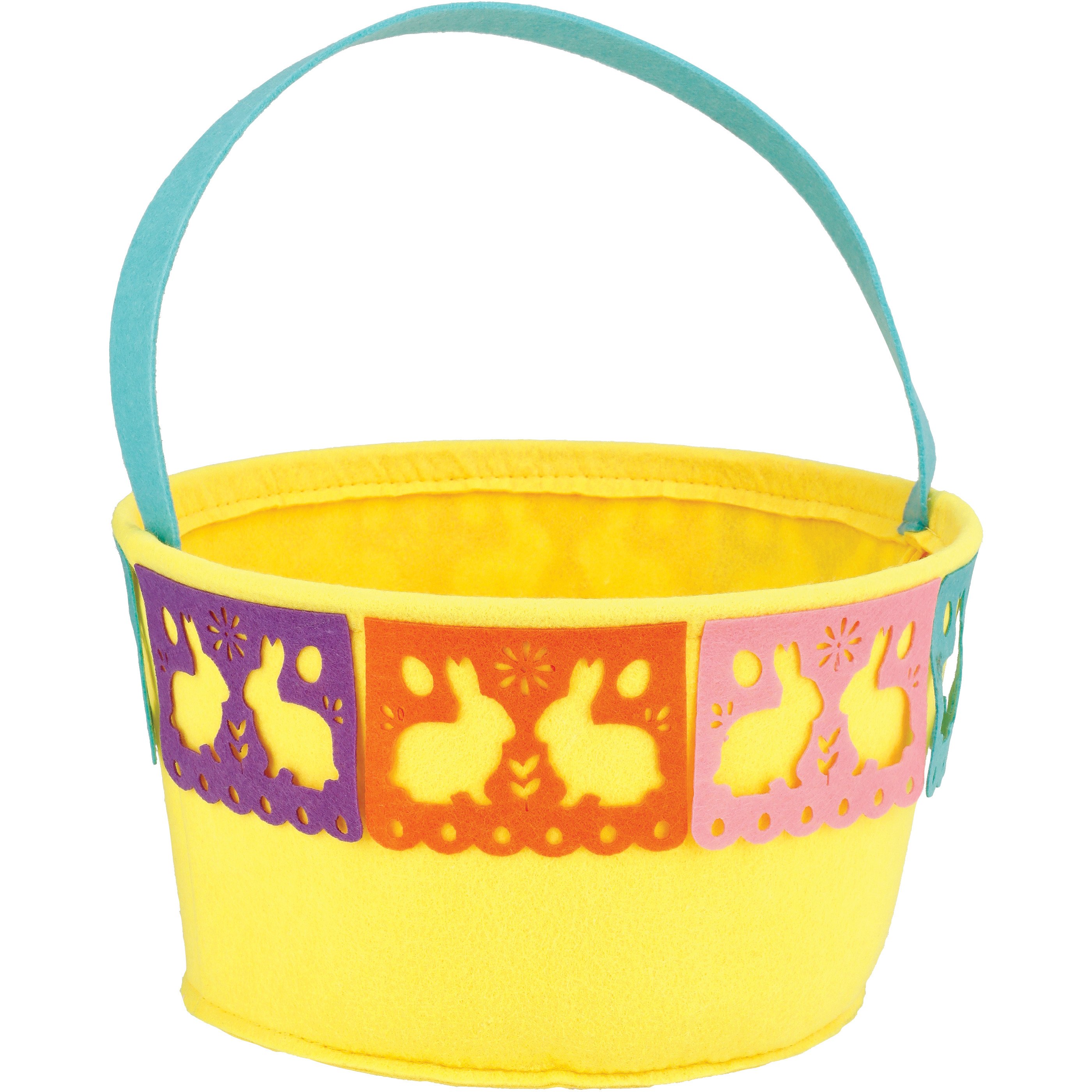 Destination Holiday Papel Picado Bunnies Felt Easter Basket - Yellow ...