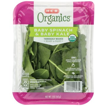 H-E-B Organics Fresh Baby Spinach & Kale, 5 oz