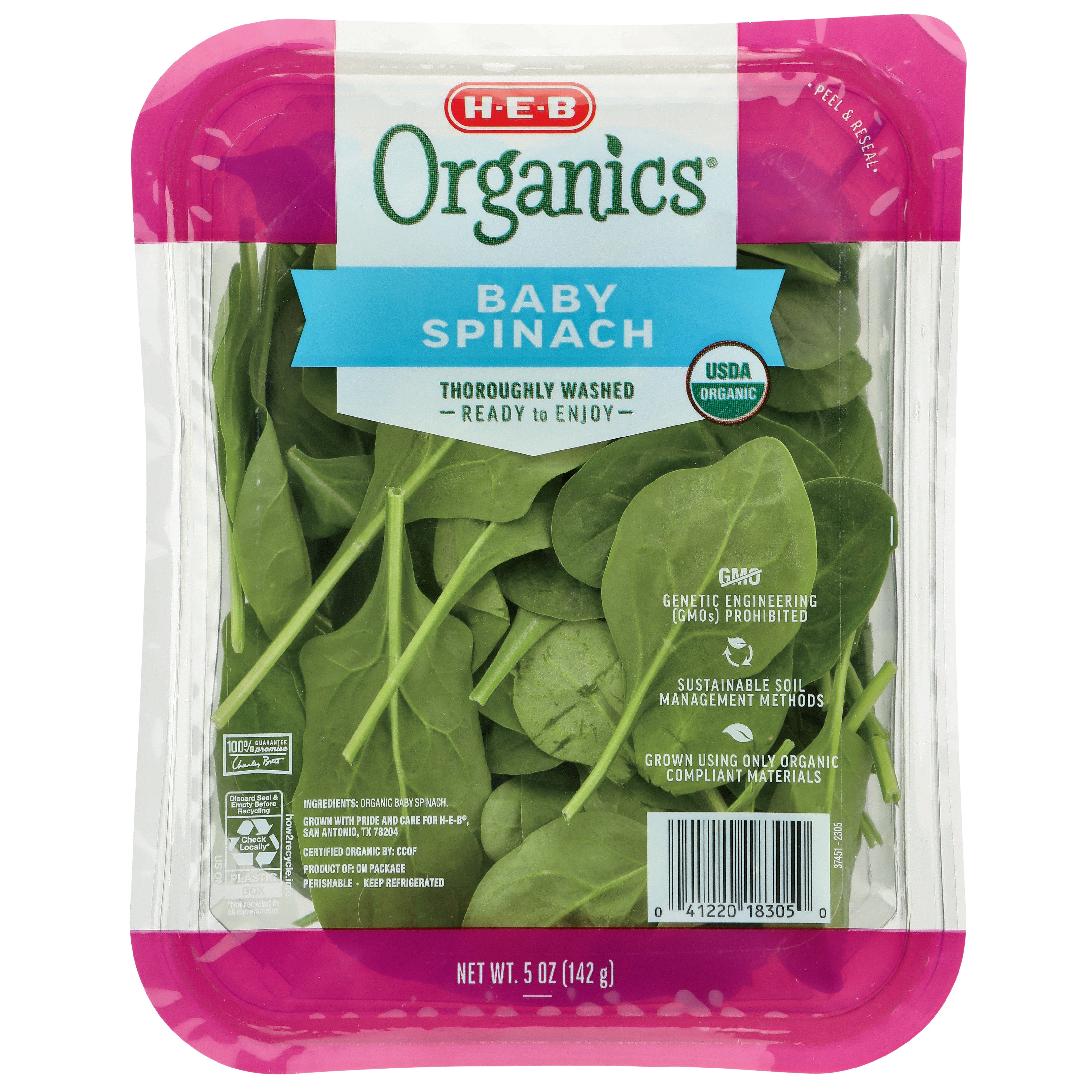 H-E-B Organics Fresh Baby Spinach - Shop Lettuce & Leafy Greens At H-E-B