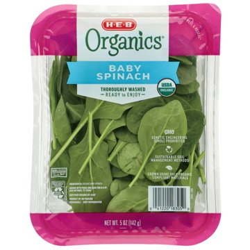 H-E-B Organics Fresh Baby Spinach, 5 oz