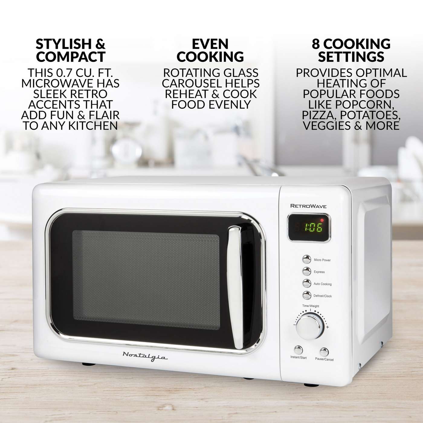 Nostalgia RetroWave Classic Countertop Microwave - White; image 5 of 5