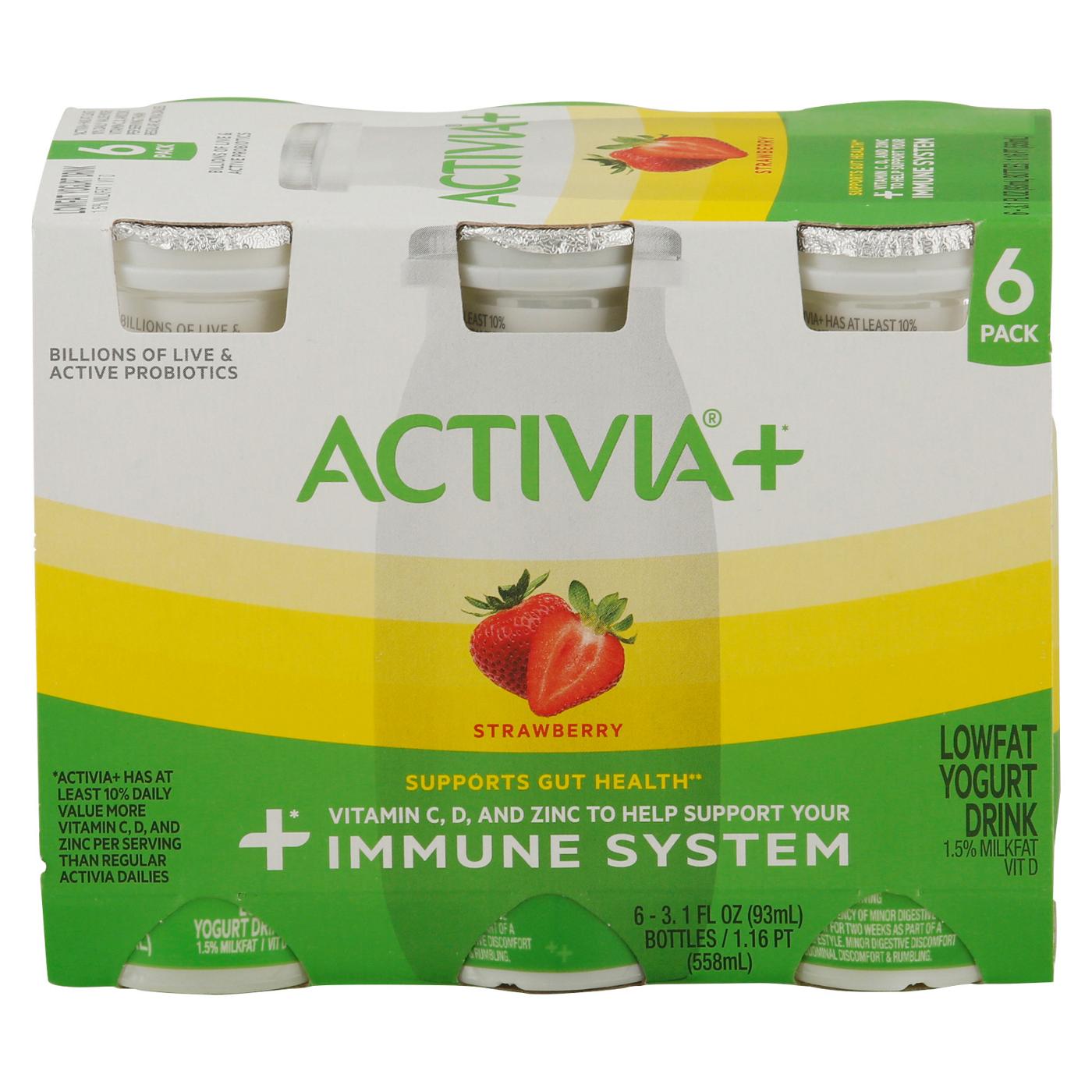 Activia + Immune System Support Strawberry Lowfat Yogurt Drink 3.1 oz  Bottles - Shop Yogurt at H-E-B