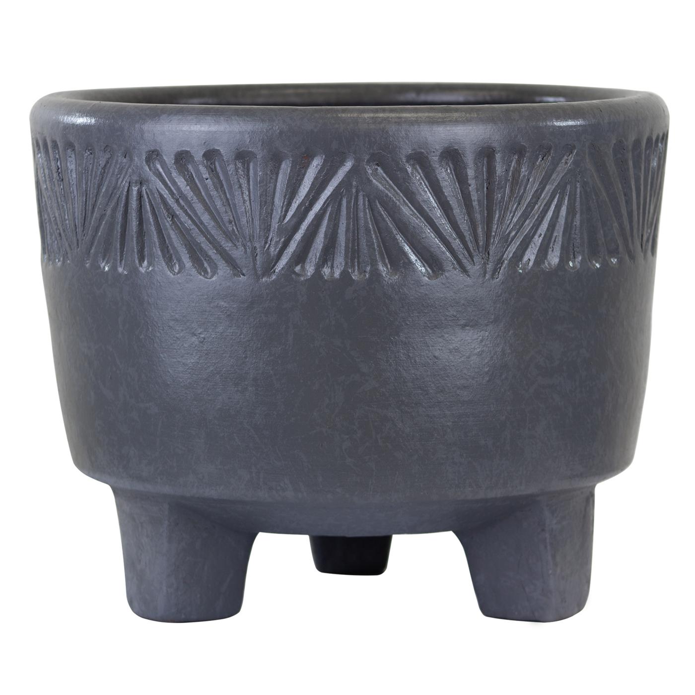 Trendspot Zona Footed Bowl Clay Planter - Charcoal; image 1 of 5