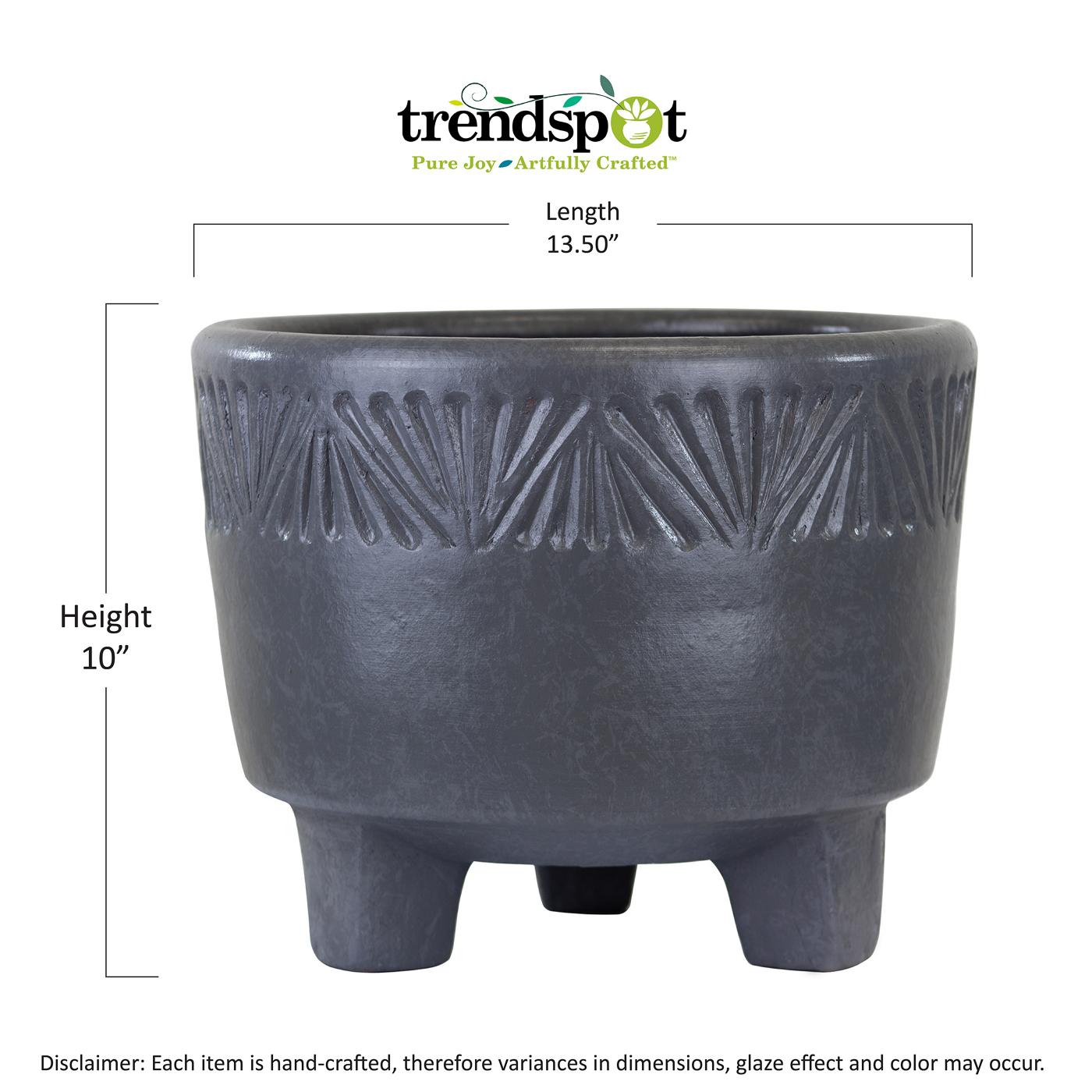 Trendspot Zona Footed Bowl Clay Planter - Charcoal; image 2 of 5